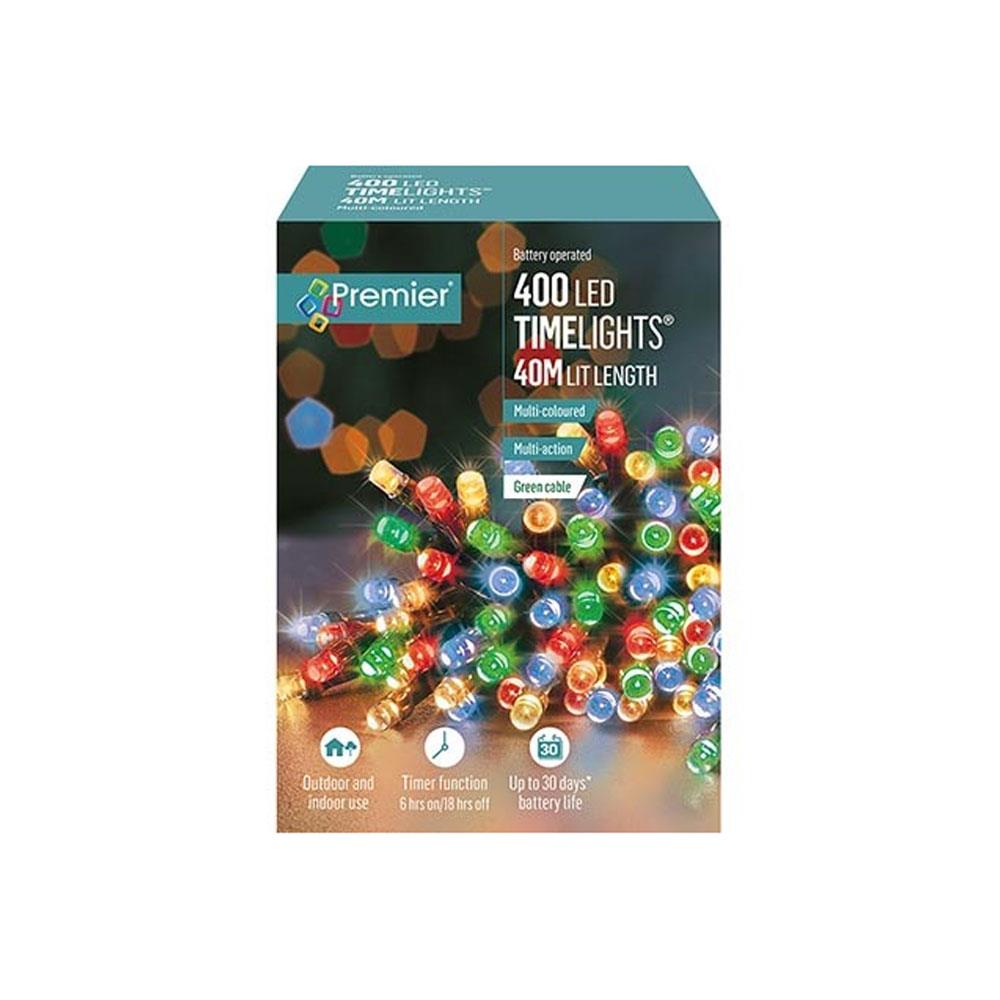Premier Christmas Multi Action Battery Operated 400 LEDs Lights With Timer - Multicolour