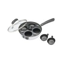 KitchenCraft Aluminum Coated Carbon Steel Four Hole Egg Poacher 21 cm 5 Litres - Silver