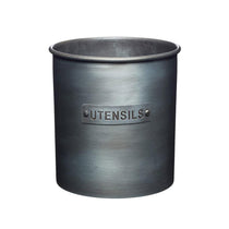 KitchenCraft Industrial Kitchen Vintage-Style Metal Utensil Holder 13.5 x 14.5 cm (5.5” x 5.5”) - Grey