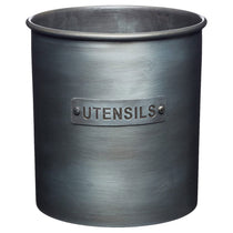 KitchenCraft Industrial Kitchen Vintage-Style Metal Utensil Holder 13.5 x 14.5 cm (5.5” x 5.5”) - Grey