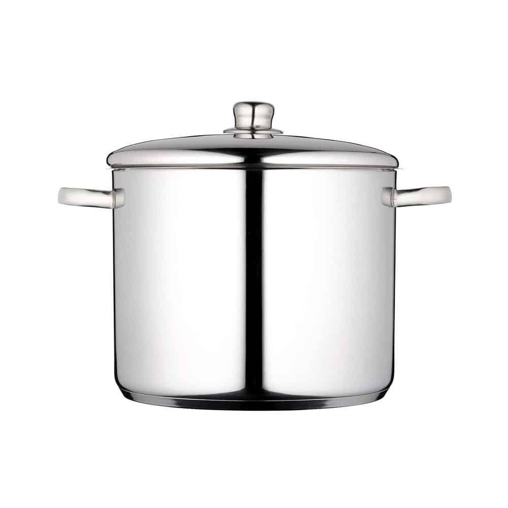 KitchenCraft MasterClass Large Stock Pot With Lid Induction Safe Stainless Steel 14 Litre - Silver