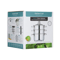 Kitchen Craft 3 Tier Food Steamer Pan/Stock Pot Stainless Steel 16cm