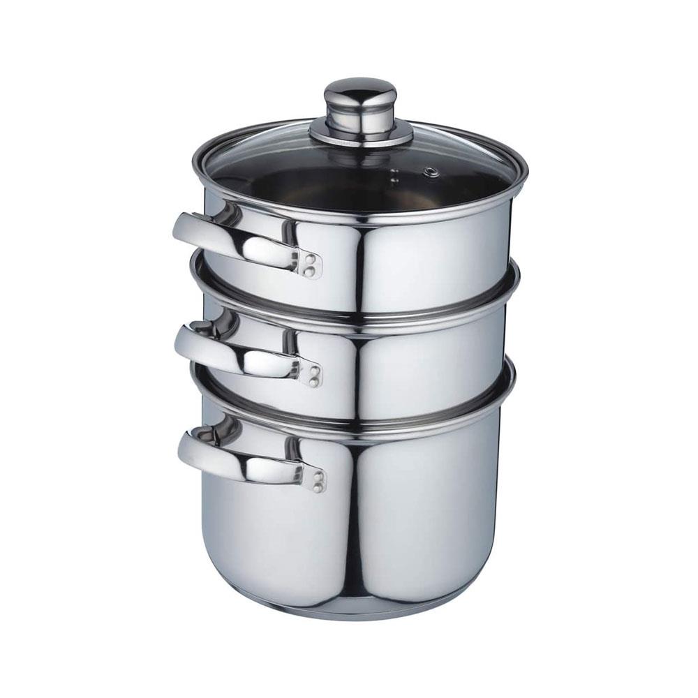 KitchenCraft Stainless Steel Three Tier 18cm Steamer