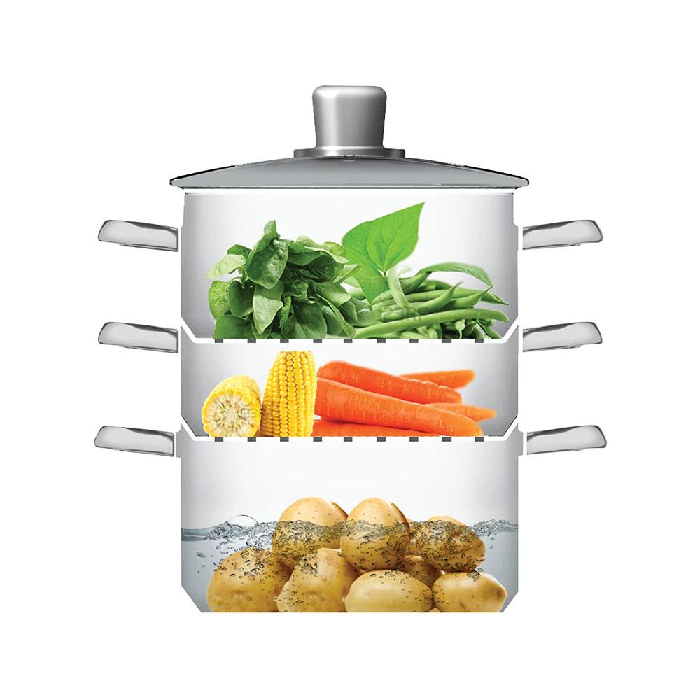 KitchenCraft Stainless Steel Three Tier 18cm Steamer
