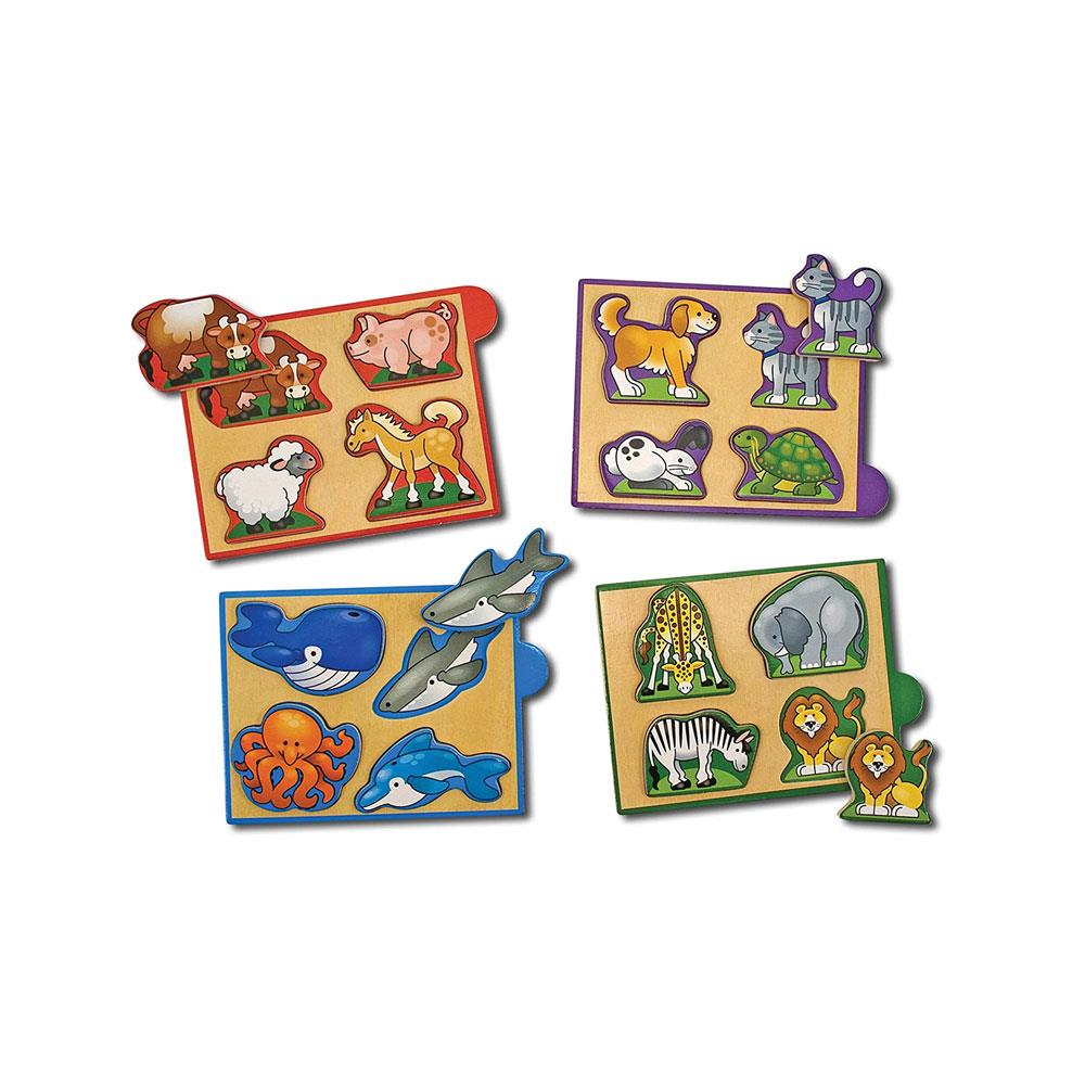Melissa & Doug Animals Wooden Mini Puzzle Pack Set of 4 Piece Adorable Animal Puzzles With Storage And Travel Case - Multicolour Secondary image