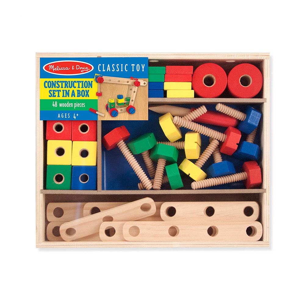 Melissa & Doug Construction Building Set 48 Piece Wooden Building Set In A Box - Multicolour Main image