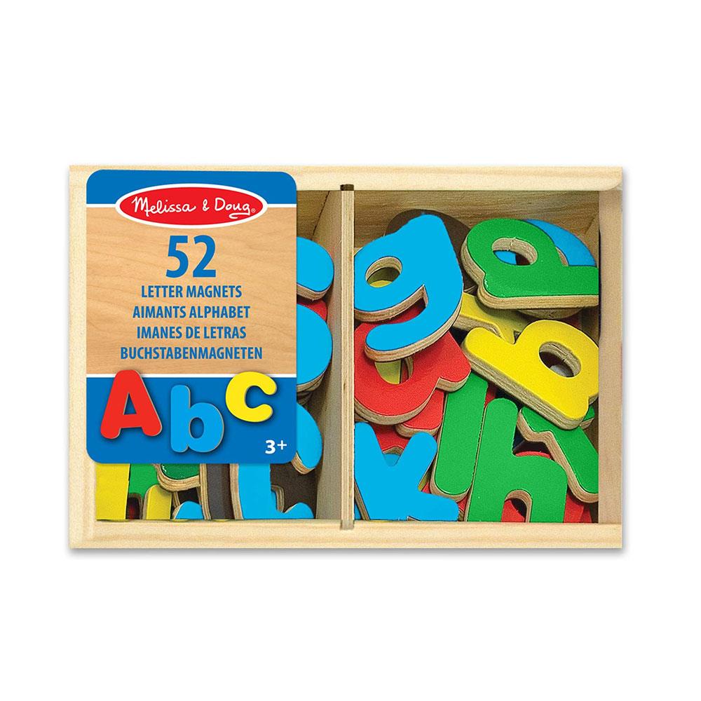 Melissa & Doug Wooden Letter Alphabet Magnets In A Box - 52 Pieces Developmental Toys - Sturdy Wooden Construction - Multicolour