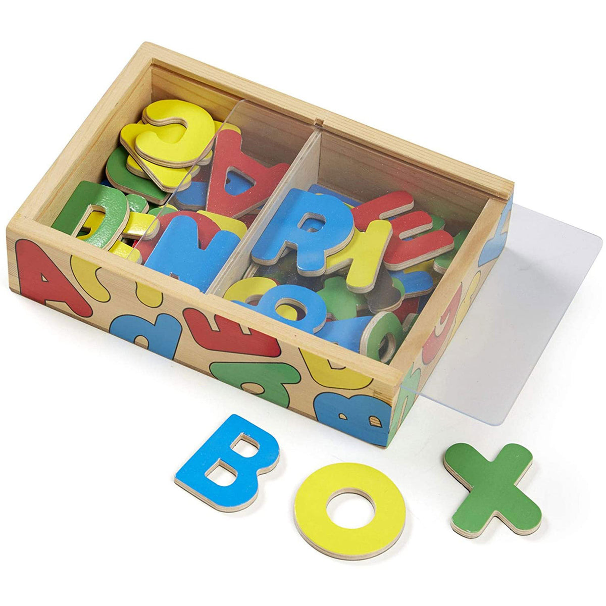Melissa & Doug Wooden Letter Alphabet Magnets In A Box - 52 Pieces Developmental Toys - Sturdy Wooden Construction - Multicolour Main image