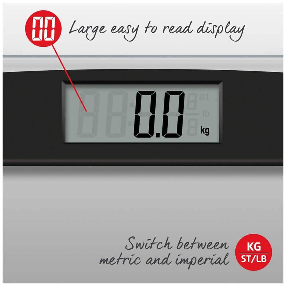 Salter Compact Glass Electronic Bathroom Scale 180kg Capacity - Clear