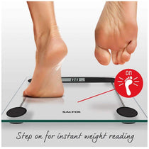Salter Compact Glass Electronic Bathroom Scale 180kg Capacity - Clear