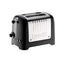 Dualit Lite 2 Slice Toaster With Bagel Defrost Cancel And Reheat Extra Wide Slots High Gloss 1100W - Black
