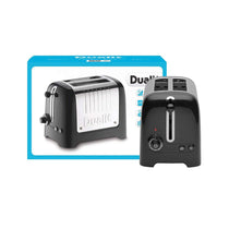 Dualit Lite 2 Slice Toaster With Bagel Defrost Cancel And Reheat Extra Wide Slots High Gloss 1100W - Black
