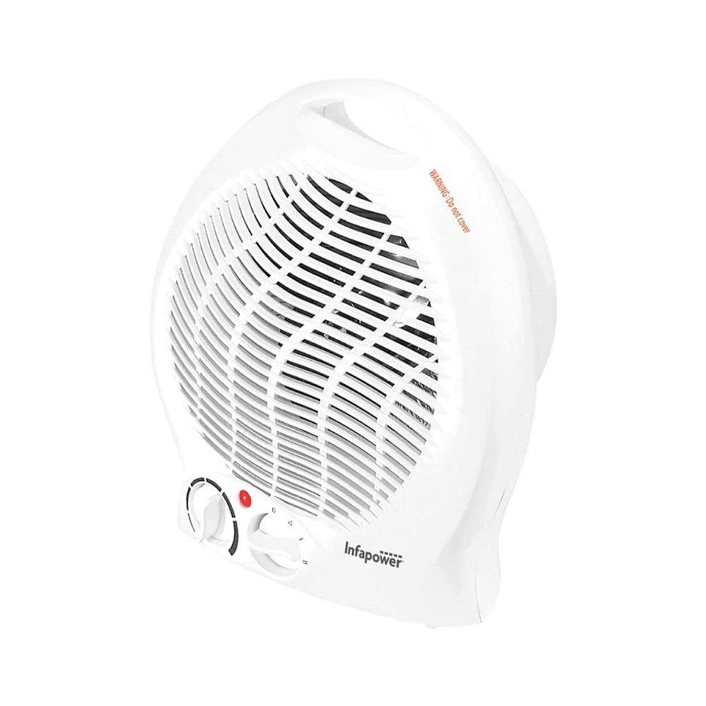 Electric Fan Heater Upright Heater With 2 Heat Settings In White