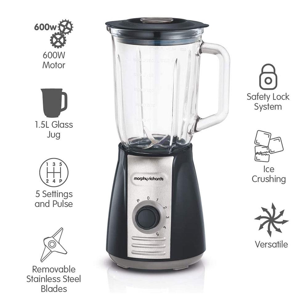 Morphy Richards Total Control Table Jug Blender Plastic 600 W 1.5 Liters - Grey