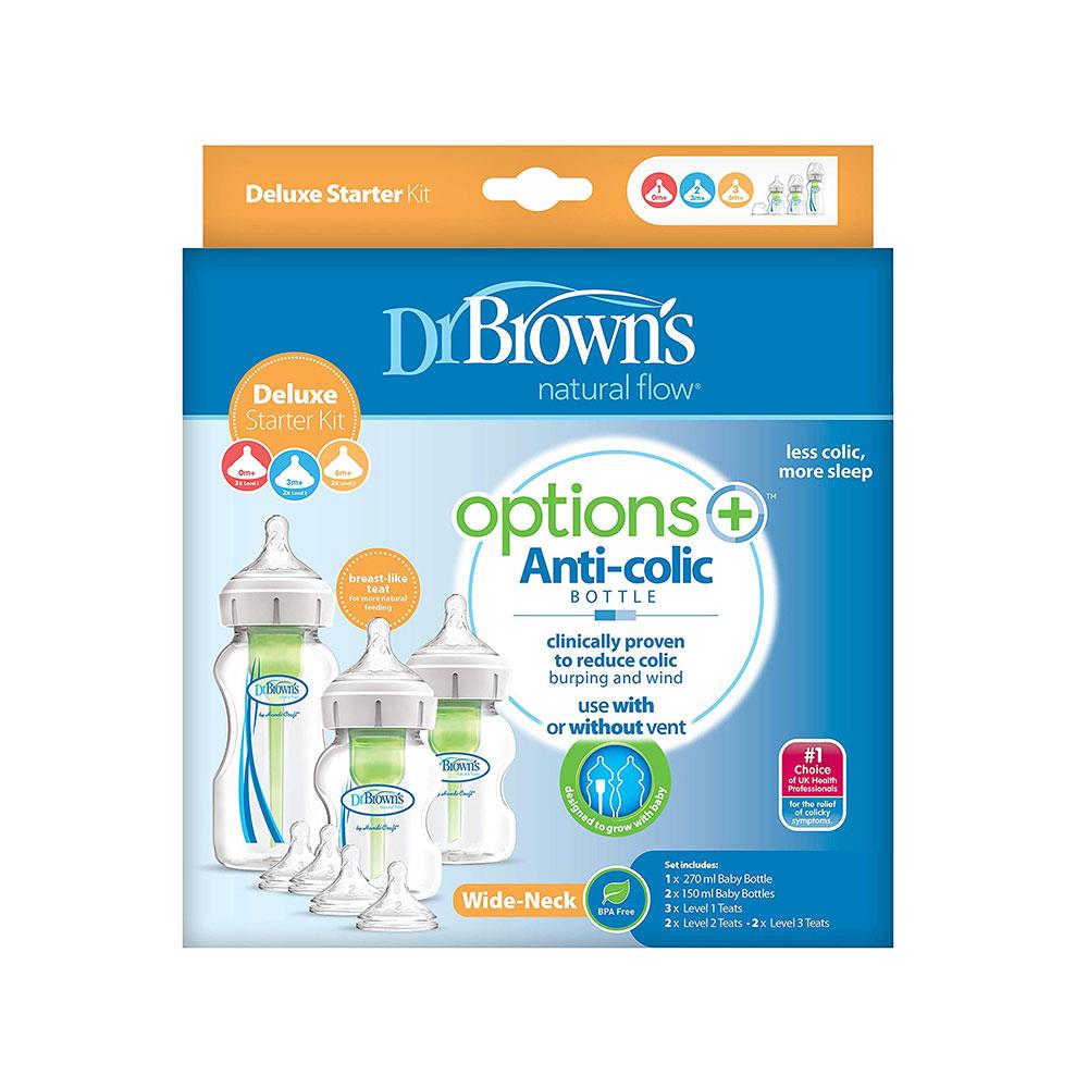 Dr Brown Natural Flow Options+ Anti-Colic Baby Bottles Starter Kit Gift Set - Clear Secondary image