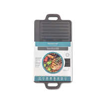 KitchenCraft Deluxe Cast Iron Griddle Plate With Non Stick Finish And Handles Induction Safe 45 x 23 cm - Black