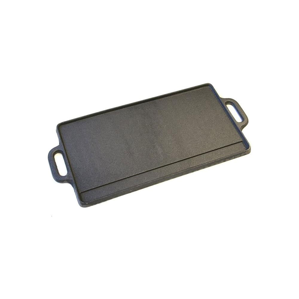 KitchenCraft Deluxe Cast Iron Griddle Plate With Non Stick Finish And Handles Induction Safe 45 x 23 cm - Black