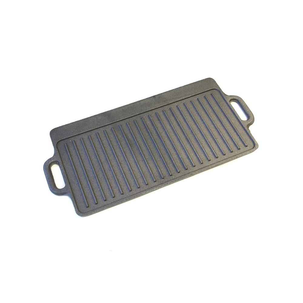 KitchenCraft Deluxe Cast Iron Griddle Plate With Non Stick Finish And Handles Induction Safe 45 x 23 cm - Black