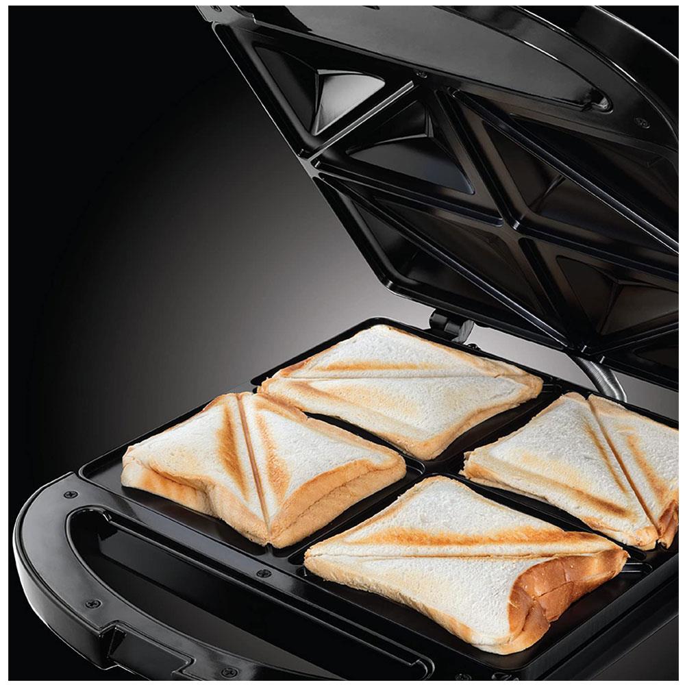 Russell Hobbs 4 Portion Deep Fill Non Stick Toastie Maker Black & Silver