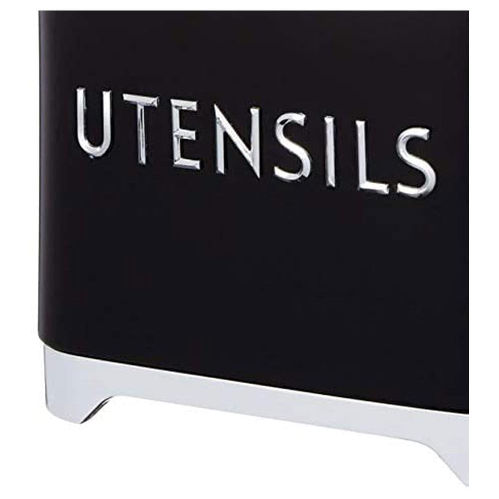 KitchenCraft Lovello Retro Utensil Holder With Geometric Textured Finish - Midnight Black