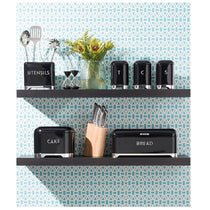 KitchenCraft Lovello Retro Utensil Holder With Geometric Textured Finish - Midnight Black