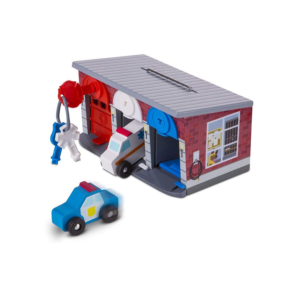 Melissa & Doug Keys & Cars Wooden Rescue Vehicle & Garage - Multicolor Secondary image