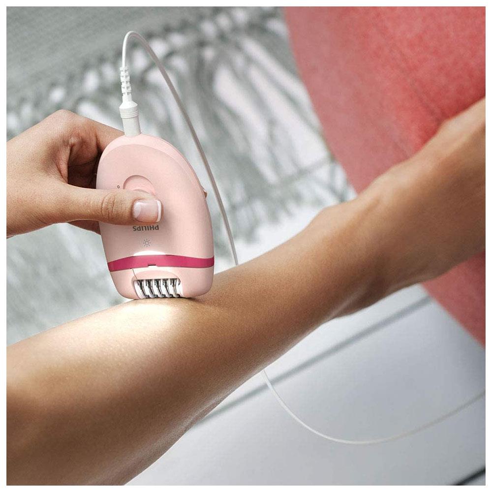 Philips Satinelle Essential Corded Compact Epilator with 5 Attachments - Pink