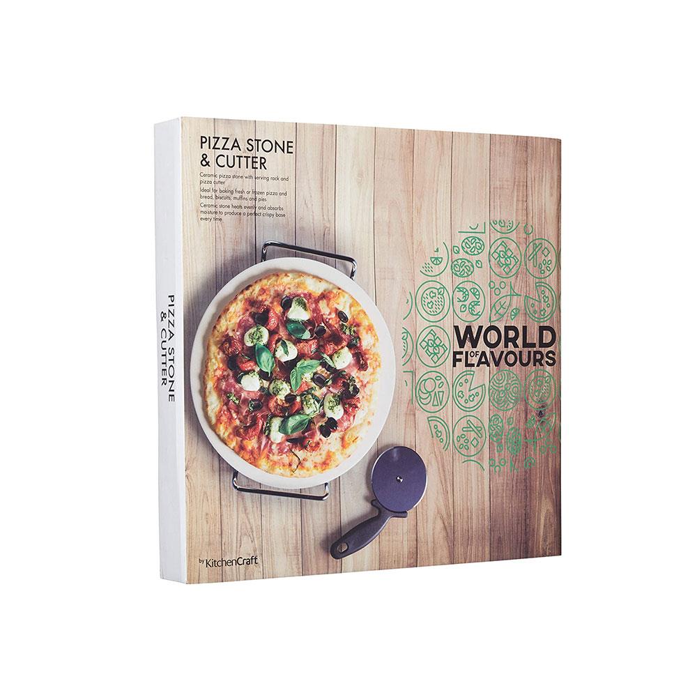 KitchenCraft World of Flavours Italian Pizza Stone Set - 2 Pieces