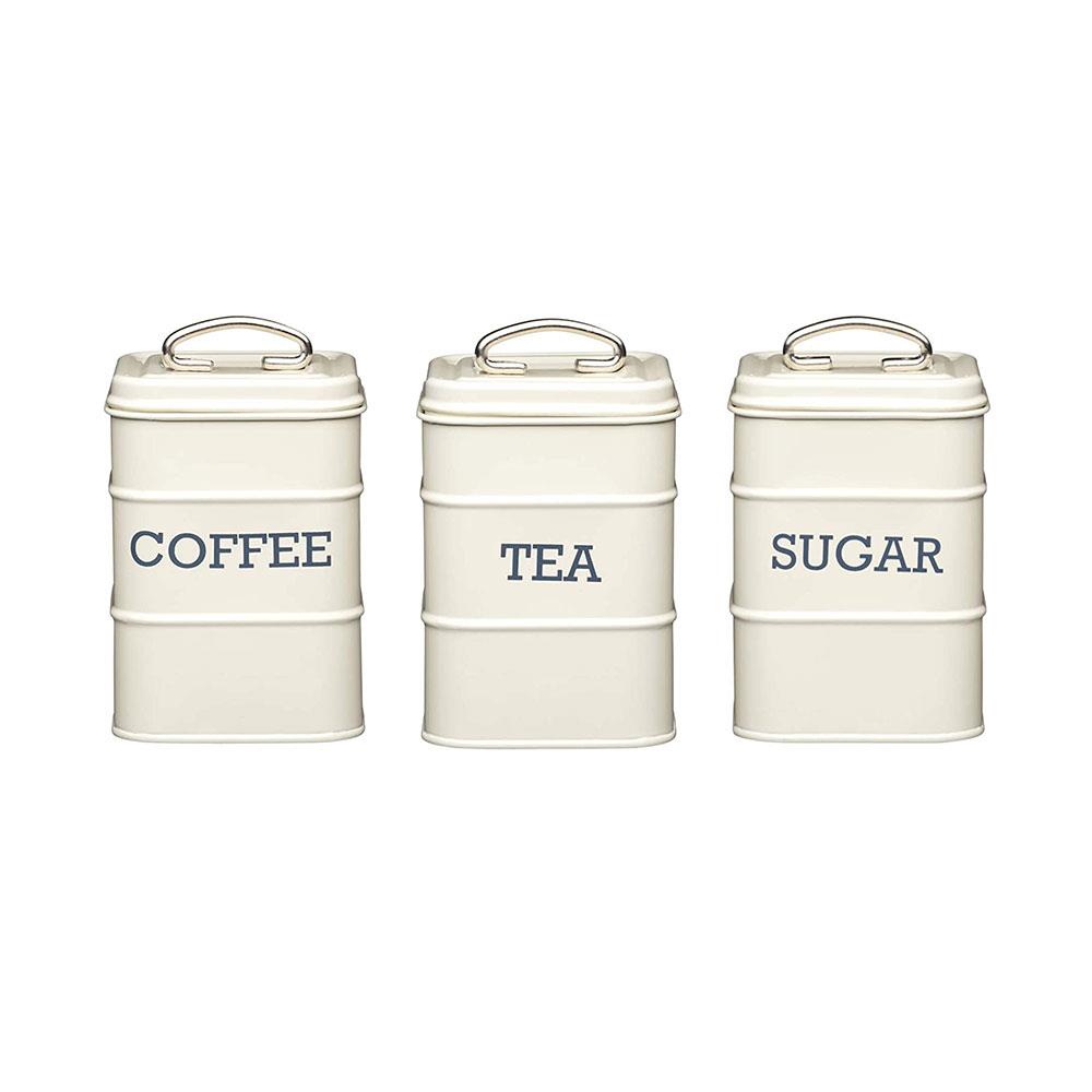 KitchenCraft Living Nostalgia Metal Tea Canister - Antique Cream