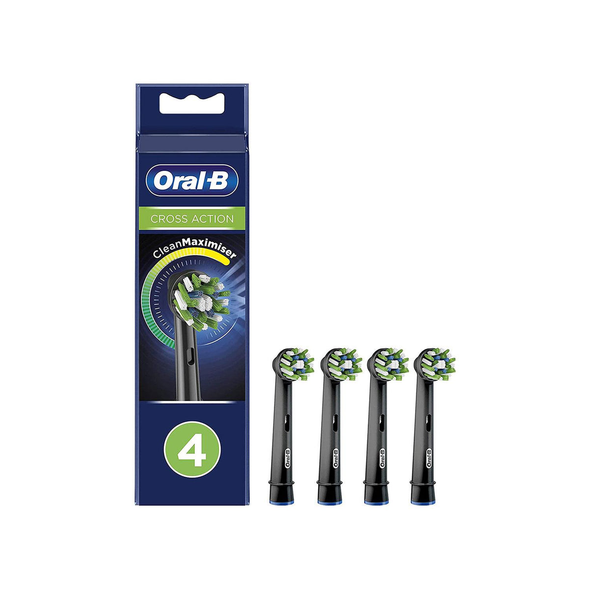 Oral B CrossAction 4 Replacement Toothbrush Head with CleanMaximiser Technology - Black Edition