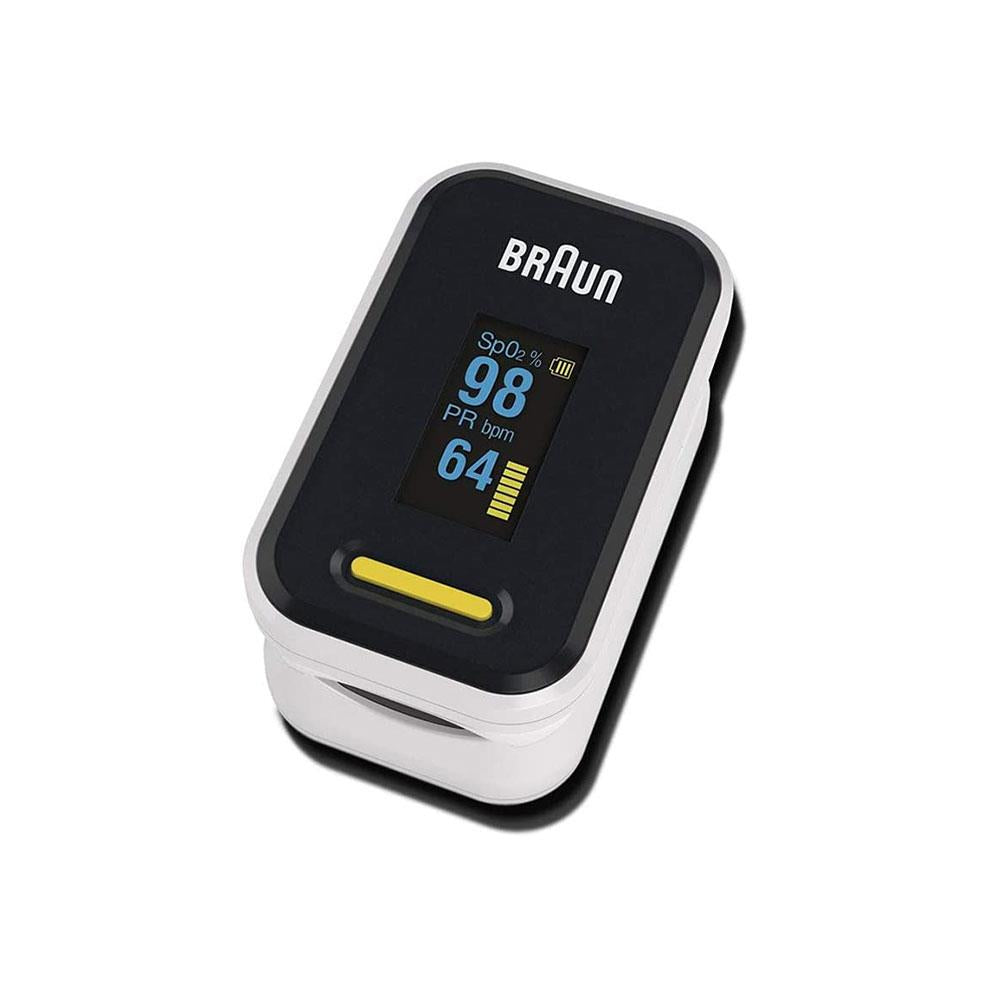 Braun Pulse Oximeter 1 Oxygen Saturation Blood Oxygen Levels Clinically Accurate Certified Medical Device - Black And White Main image