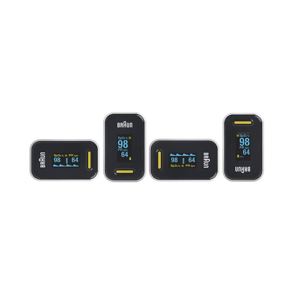 Braun Pulse Oximeter 1 Oxygen Saturation Blood Oxygen Levels Clinically Accurate Certified Medical Device - Black And White