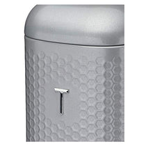 KitchenCraft Lovello Textured Retro Tea Canister With Geometric Embossed Finish 11 x 11 x 19 cm (4.5" x 4.5" x 7.5") - Shadow Grey
