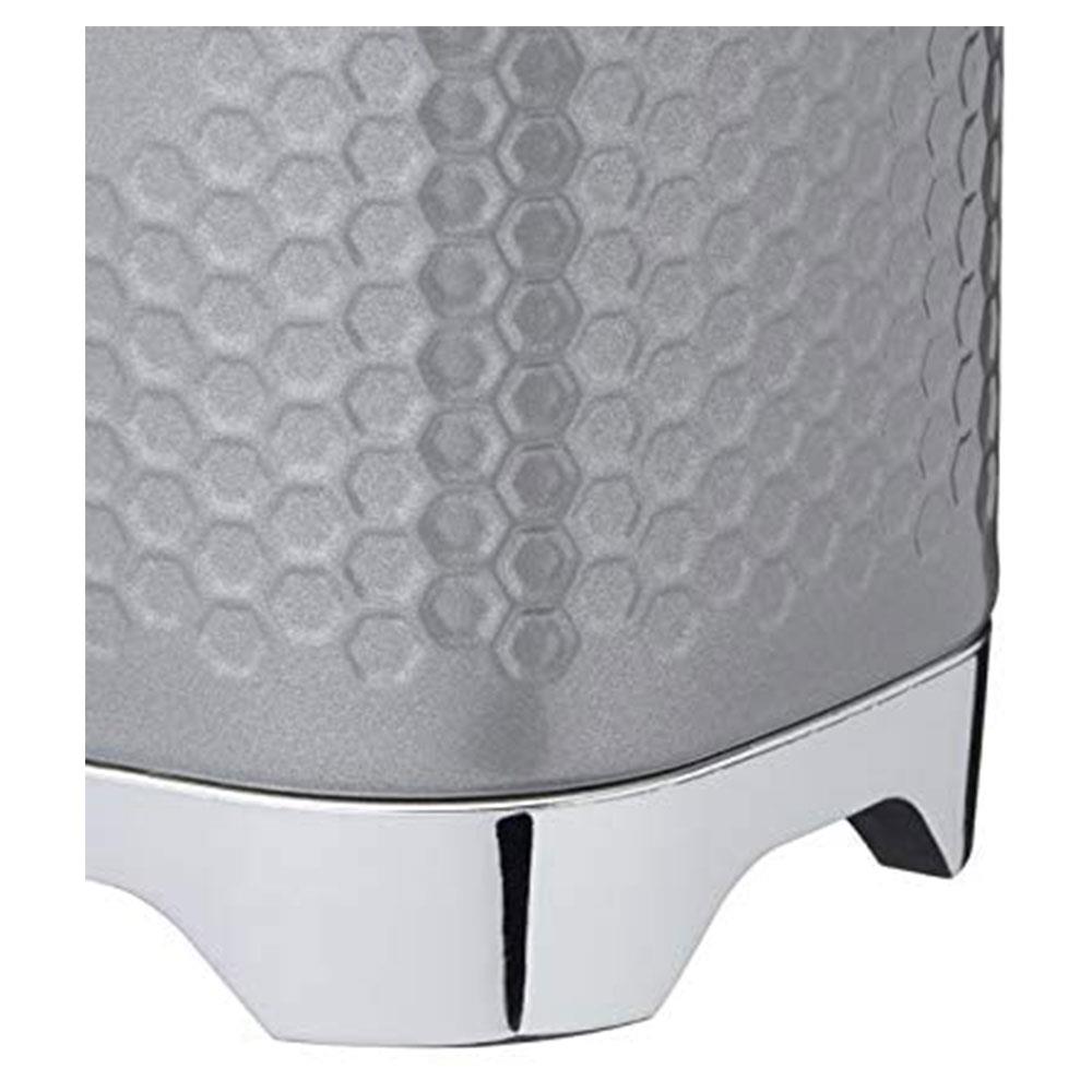 KitchenCraft Lovello Textured Retro Tea Canister With Geometric Embossed Finish 11 x 11 x 19 cm (4.5" x 4.5" x 7.5") - Shadow Grey