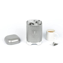 KitchenCraft Lovello Textured Retro Tea Canister With Geometric Embossed Finish 11 x 11 x 19 cm (4.5" x 4.5" x 7.5") - Shadow Grey