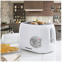 Daewoo Balmoral 2 Slice Toaster with Reheat And Defrost And Browning Control Plastic 800 W - White