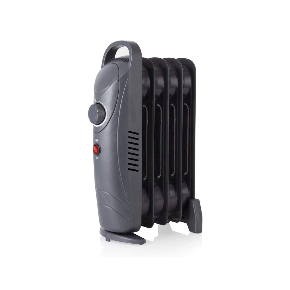 Warmlite 5 Fin Oil Filled Radiator with Adjustable Thermostat and Overheat Protection 650 W - Dark Titanium