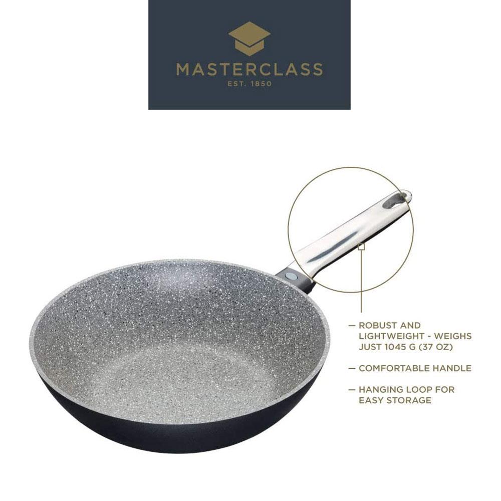 KitchenCraft MasterClass Cast Aluminum Non-Stick Induction Stir Fry Pan/Wok 28cm - Grey