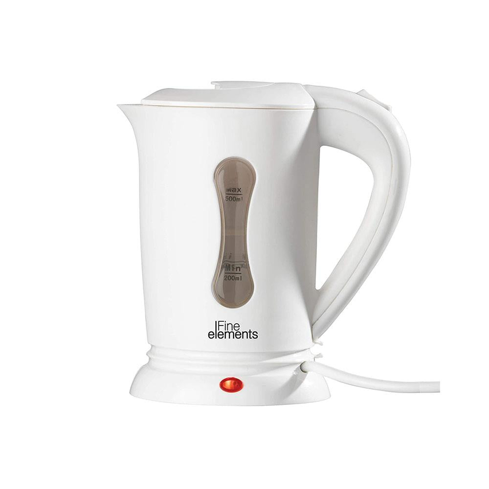 Fine Elements Dual Voltage Travel Kettle With Two Cups Plastic 0.5 Litre - White