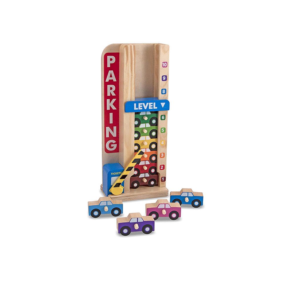 Melissa & Doug Stack & Count Wooden Parking Garage With 10 Cars Main image