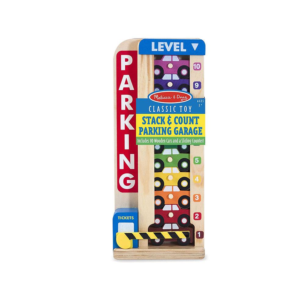 Melissa & Doug Stack & Count Wooden Parking Garage With 10 Cars