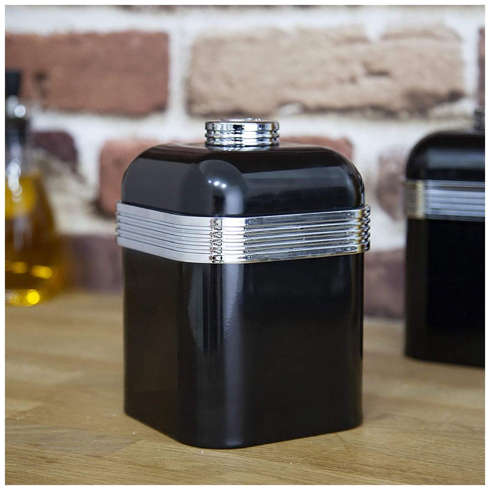 Swan Retro Set of 3 Canisters Tea Coffee Sugar - Black
