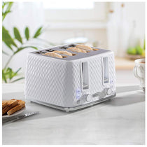 Daewoo Argyle 4 Slice Toaster With Reheat Cancel And Defrost Functions 1600 W - White