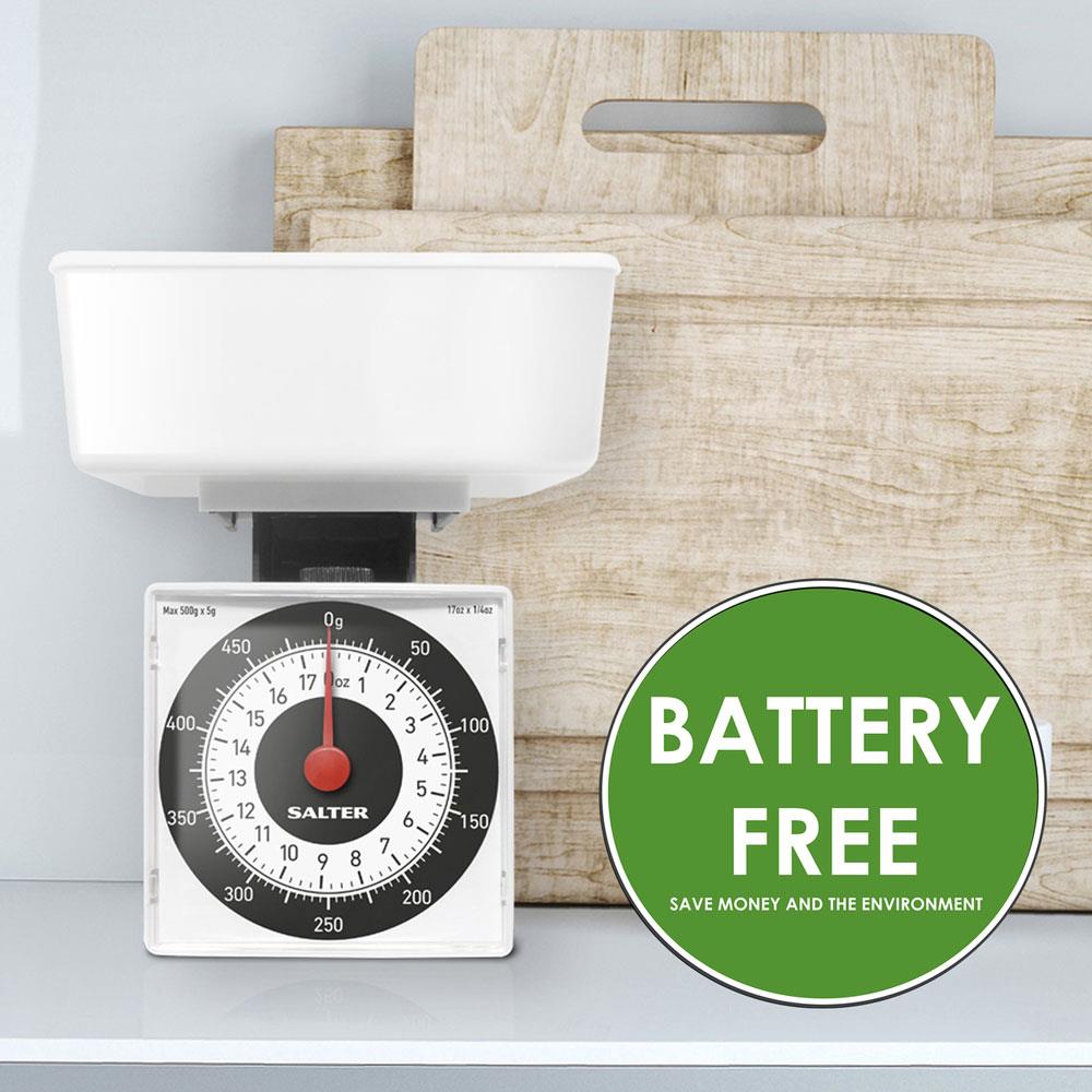Salter Dietary Mechanical Kitchen Scales Travel Size 500g Capacity - White Secondary image