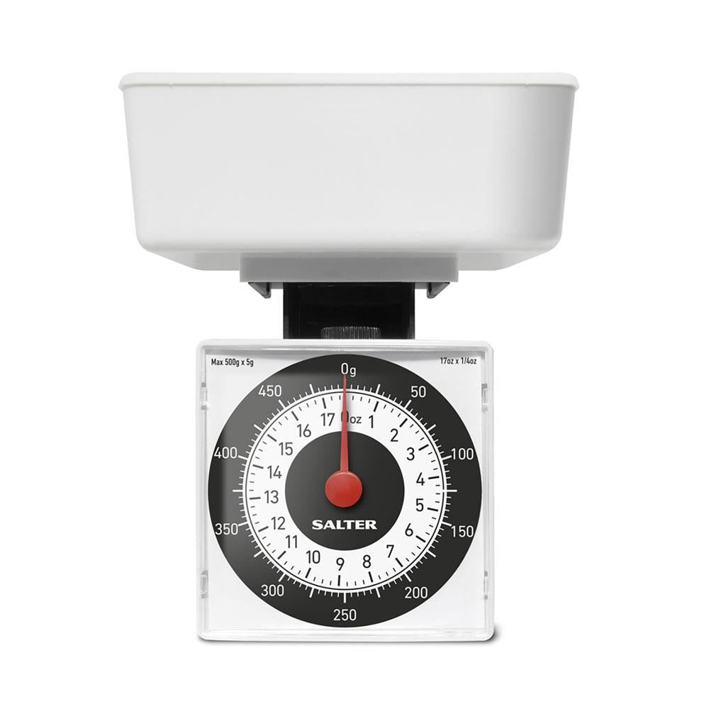 Salter Dietary Mechanical Kitchen Scales Travel Size 500g Capacity - White Main image