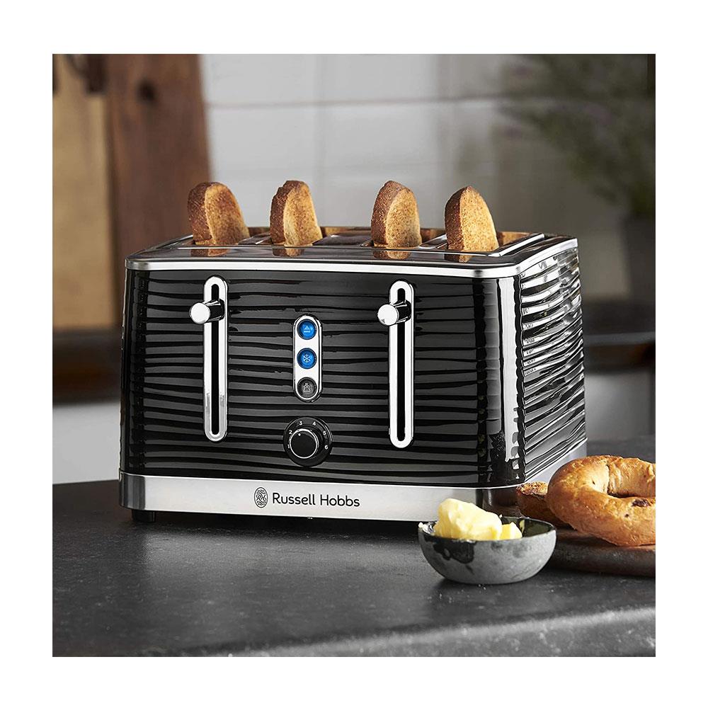 Russell Hobbs Inspire 4 Slice Toaster Wide Slot With Lift And Look Feature High Gloss Black With Chrome Accents 1800 W Secondary image
