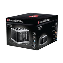 Russell Hobbs Inspire 4 Slice Toaster Wide Slot With Lift And Look Feature High Gloss Black With Chrome Accents 1800 W