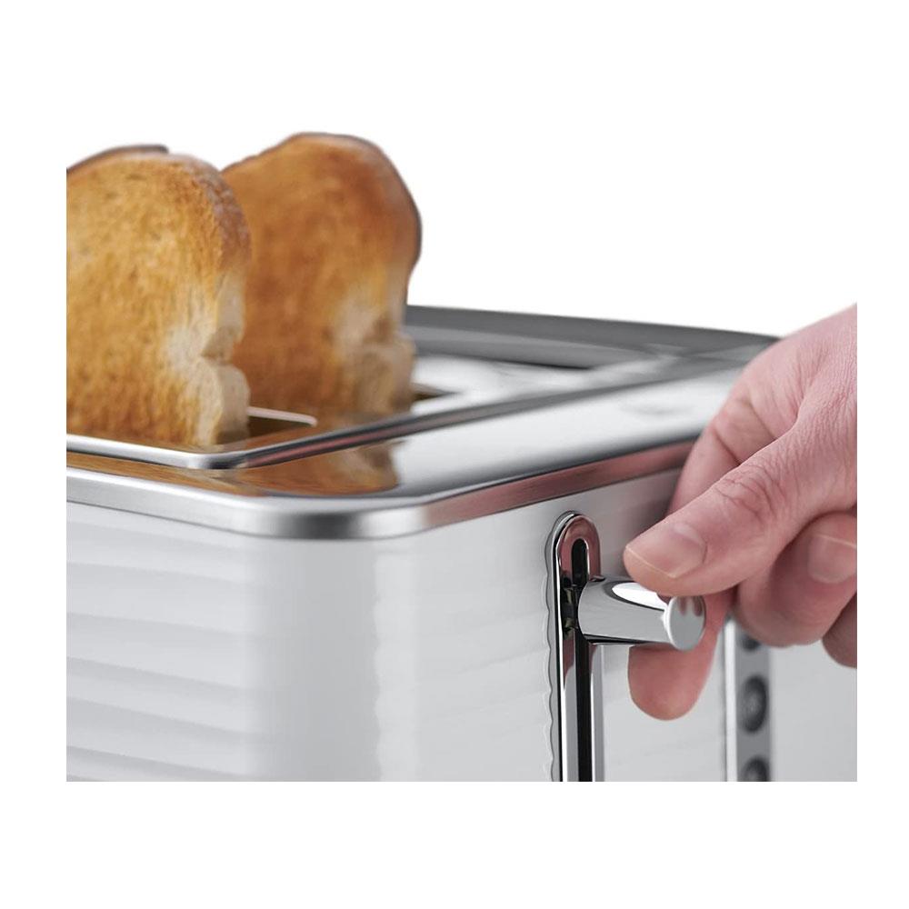 Russell Hobbs Inspire 4 Slice Toaster Wide Slot With Lift And Look Feature High Gloss White With Chrome Accents 1800 W Secondary image