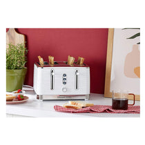 Russell Hobbs Inspire 4 Slice Toaster Wide Slot With Lift And Look Feature High Gloss White With Chrome Accents 1800 W