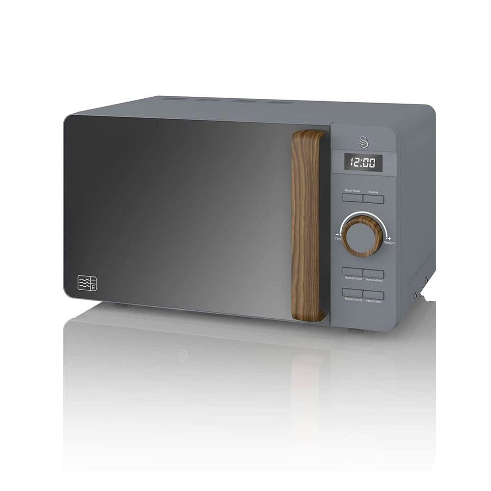Swan Nordic Digital LED Microwave With Wood Effect Handle 20 Liters 800 W - Slate Grey Secondary image